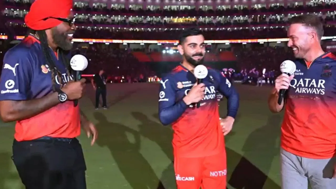 Chris Gayle, Virat Kohli, and AB de Villiers RCB.webp